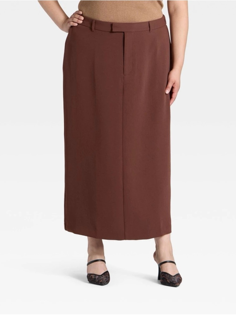 a new day Brown Maxi Straight Skirt - Clean Front Seam b171s